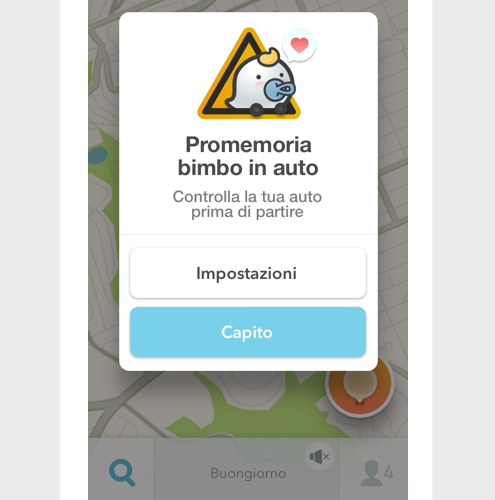 Bimbo in auto: Waze aggiorna l’app per aiutare i genitori
