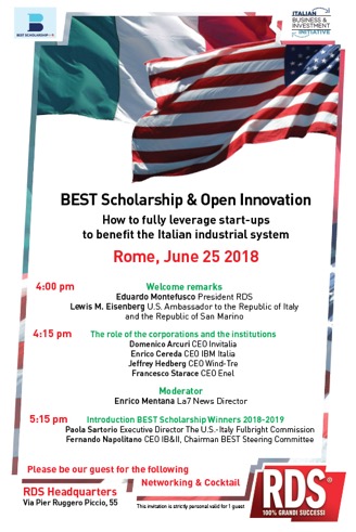 Best Scholarship e Open Innovation lunedì 25 a Roma